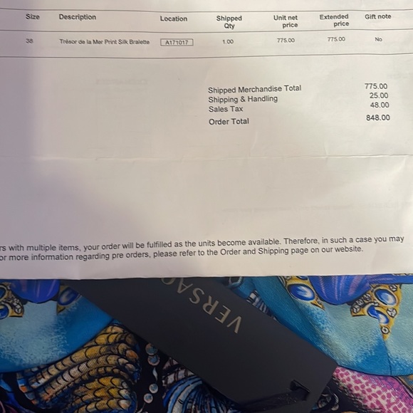 VERSACE TOP BRALETTE FROM SPRING 2021 “TRESOR DE LA MER” SZ 38 - Picture 7 of 11